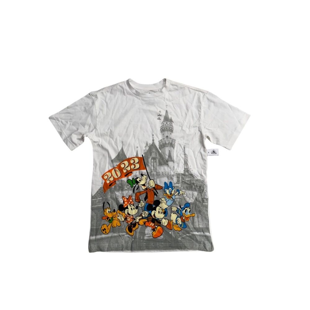 Disney White Graphic 2023 Castle & Classic Characters Short Sleeve Tee